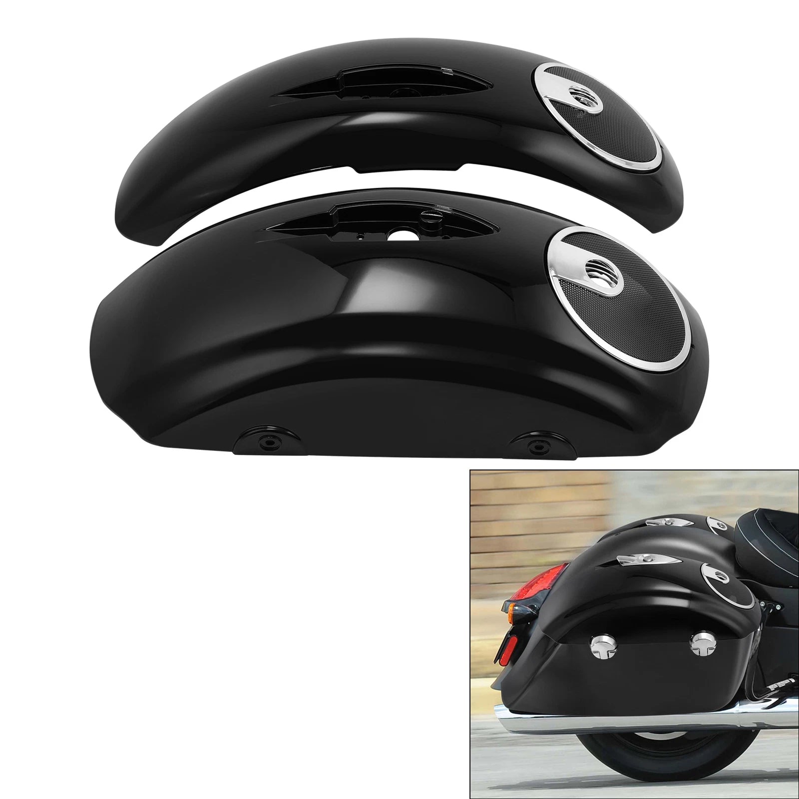 Gloss Black Saddlebag Lids for Indian Chieftain (2014–2018) 6.5" Speaker Cutout