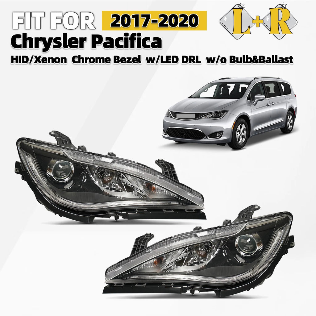 HID/Xenon Headlight Set for Chrysler Pacifica (2017–2020) w/LED DRL Chrome