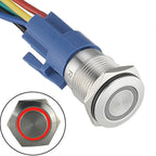 19mm Latching Push Button Switch for 12V DC Vehicles (LED)