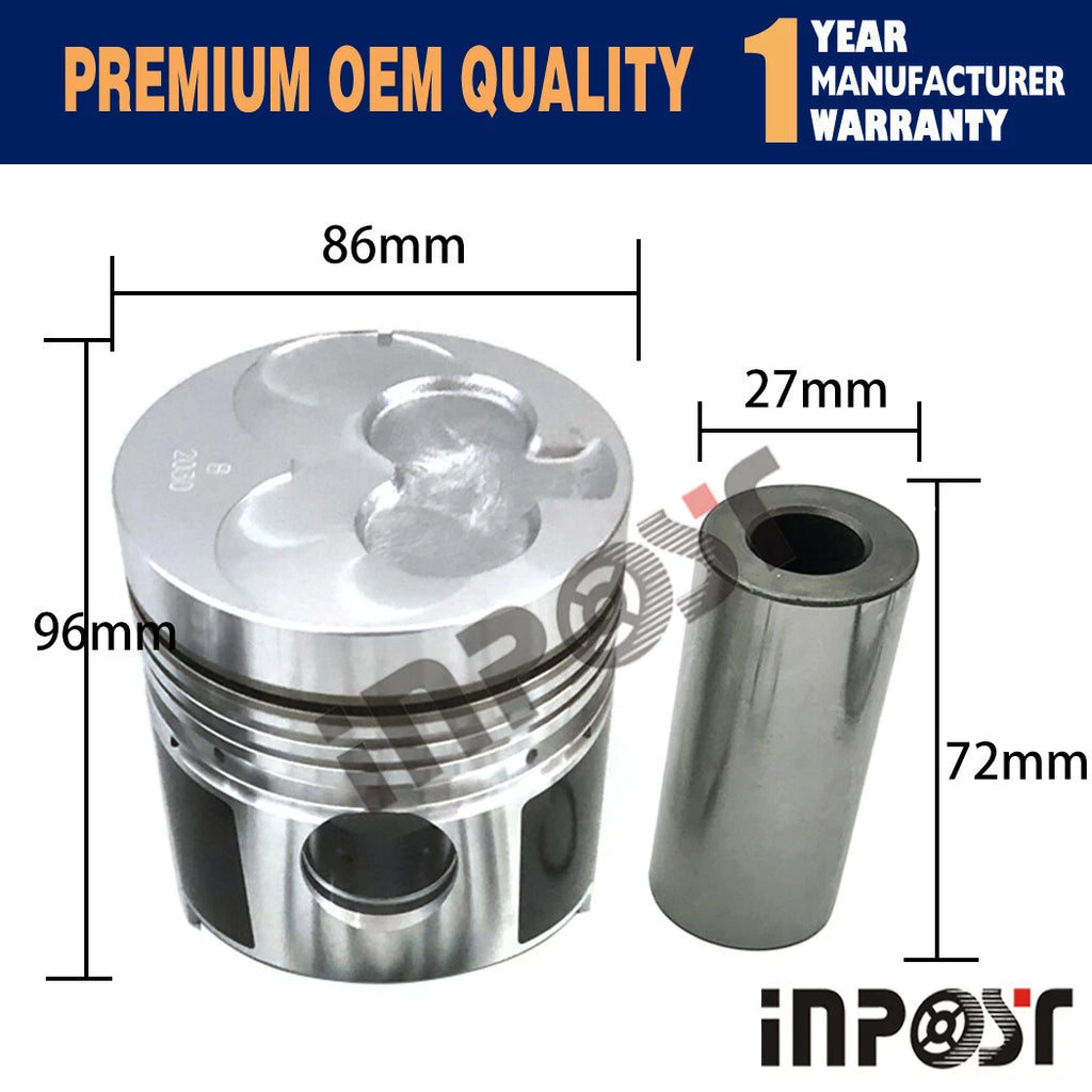 Set of 4 STD Pistons (Pin & Clip) with Rings for Isuzu C240