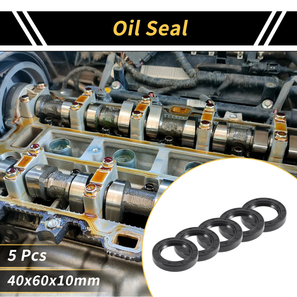 Set of 5 Oil Seal Ring 40x60x10mm NBR Rubber for Rotary Shaft