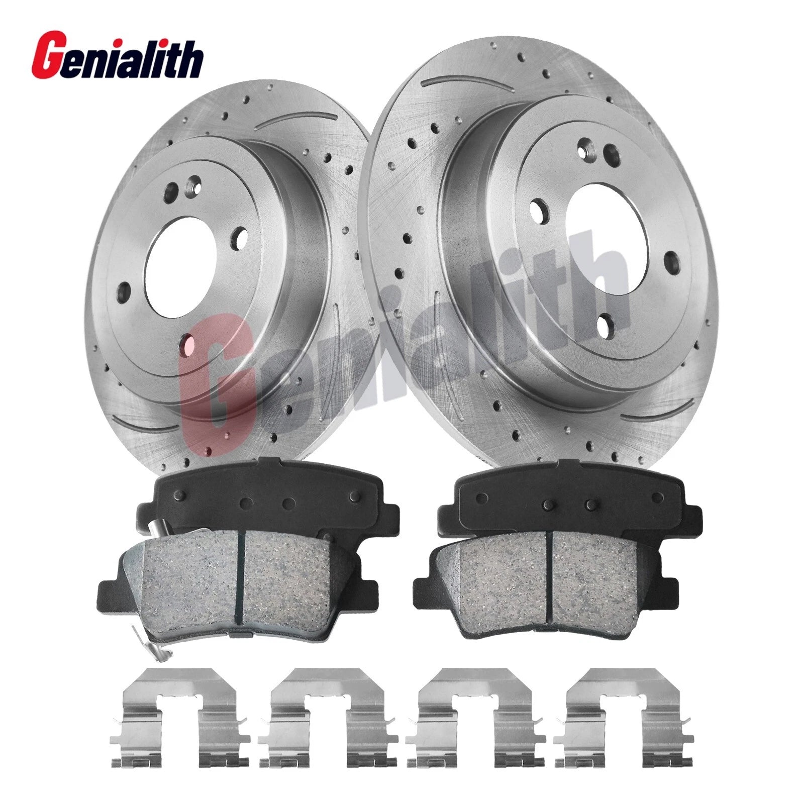 Set of 4 Rear Disc Rotors Ceramic Brake Pads for Hyundai Accent Kia Rio (2012–2017)