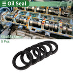 Set of 5 Oil Seals NBR Rubber 50x65x8mm for Automotive Applications
