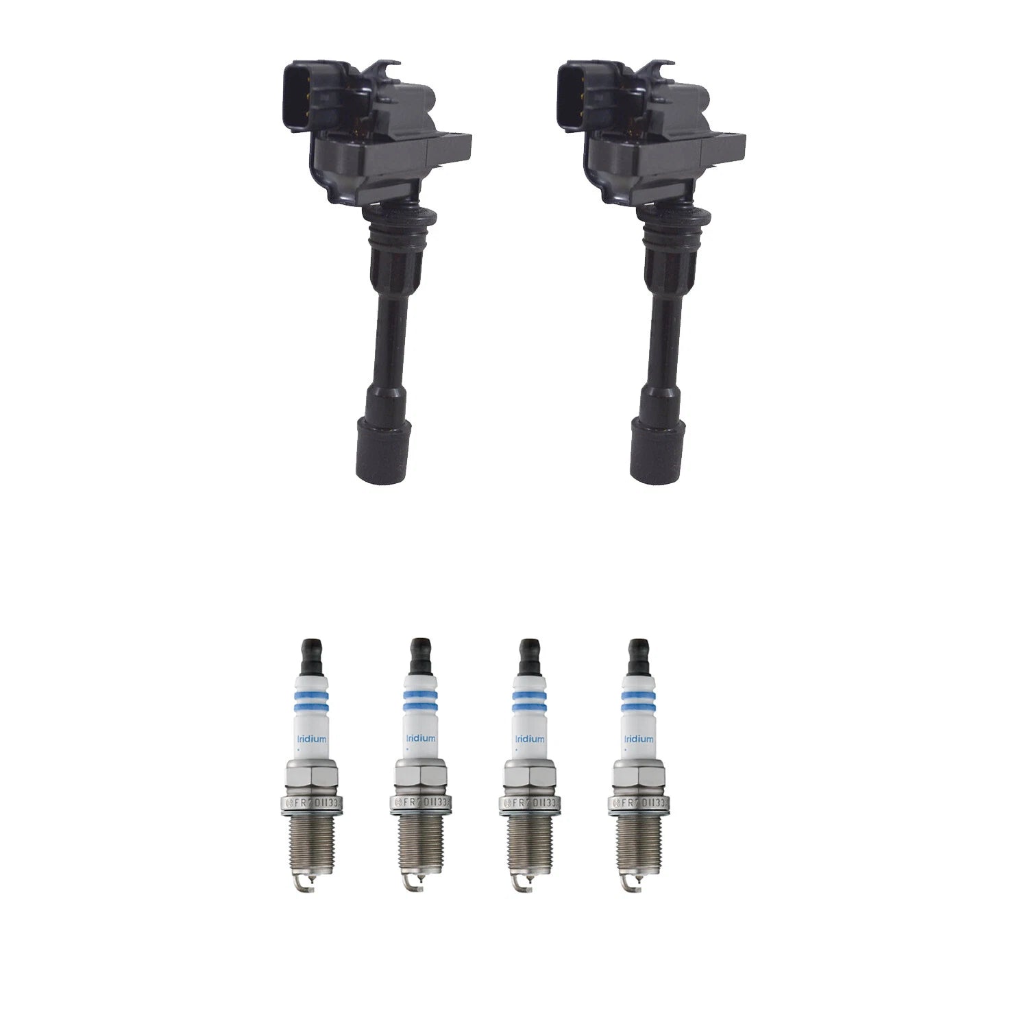 Set of 2 Ignition Coils & 4 Bosch Iridium Spark Plugs for Protege5 (2001–2003)