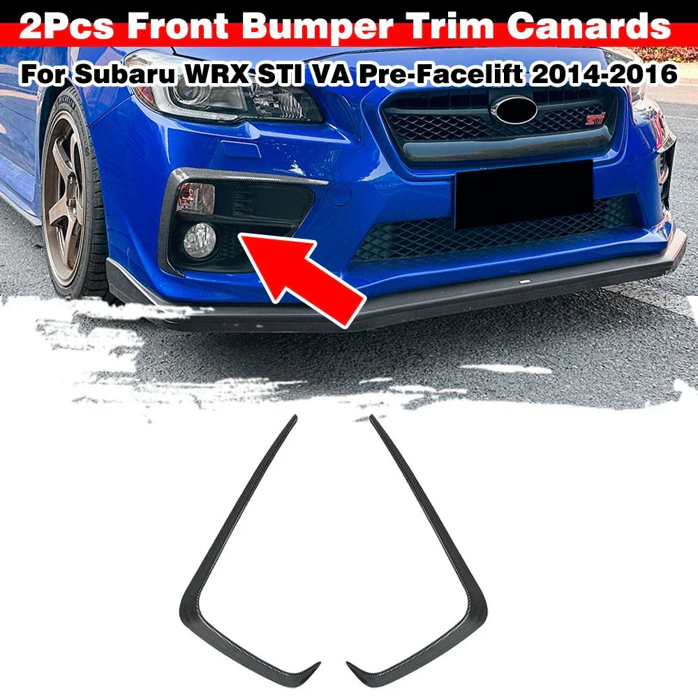 Carbon Look / Front Bumper Side Fin C Canards Splitter for Subaru WRX STI VA