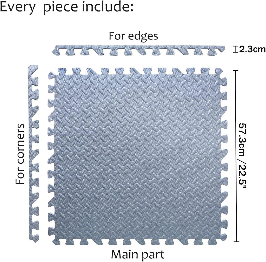 Set of 8 EVA Foam Interlocking Exercise Mats for Gym Floor Fitness Yoga