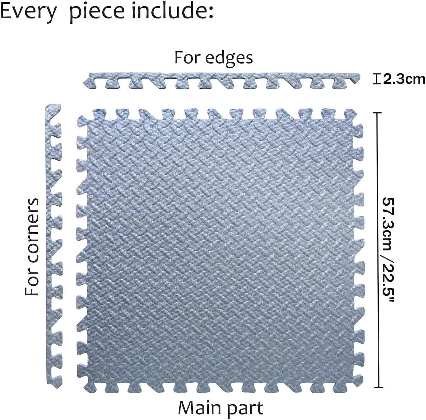 Set of 8 EVA Foam Interlocking Exercise Mats for Gym Floor Fitness Yoga