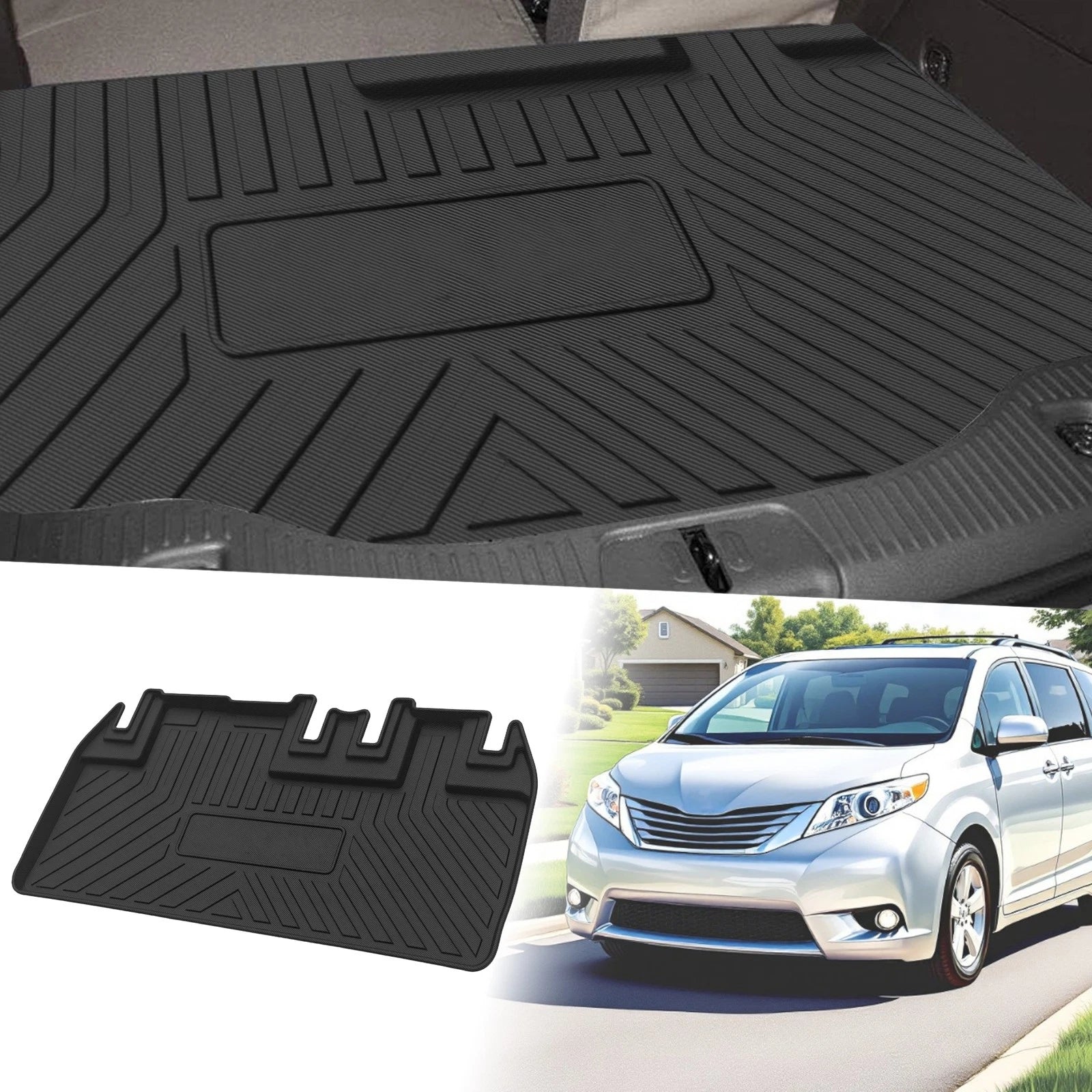 Flat Face Cargo Liner Rear Trunk Mat for Toyota Sienna (2011–2019) TPE
