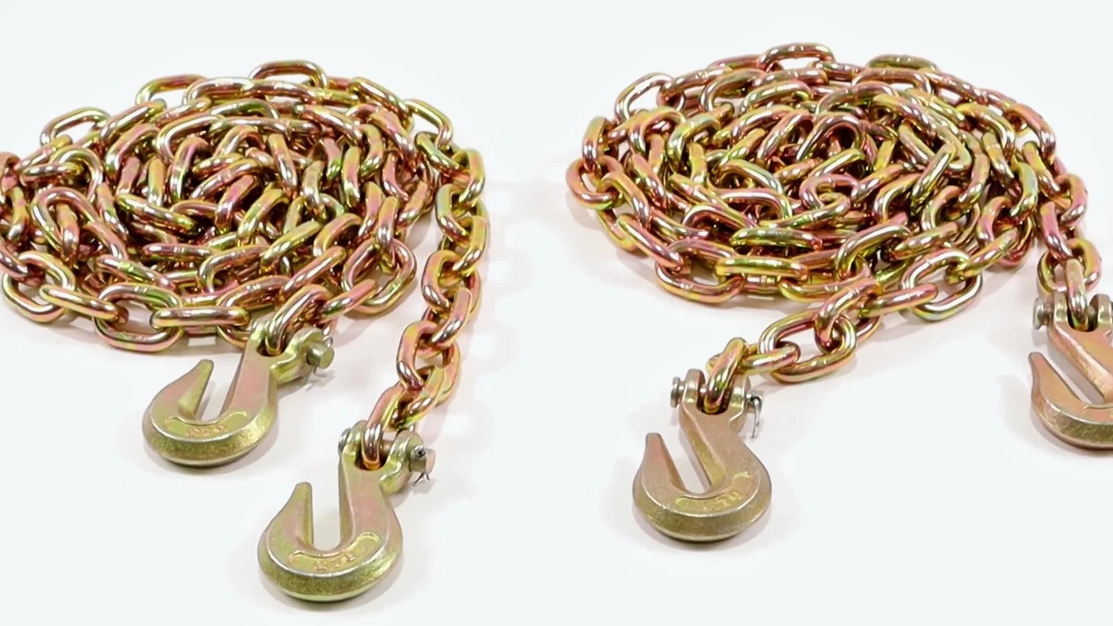 Set of 2 Grade 70 Binder Transport Chains with Grab Hooks 10' 7100lbs
