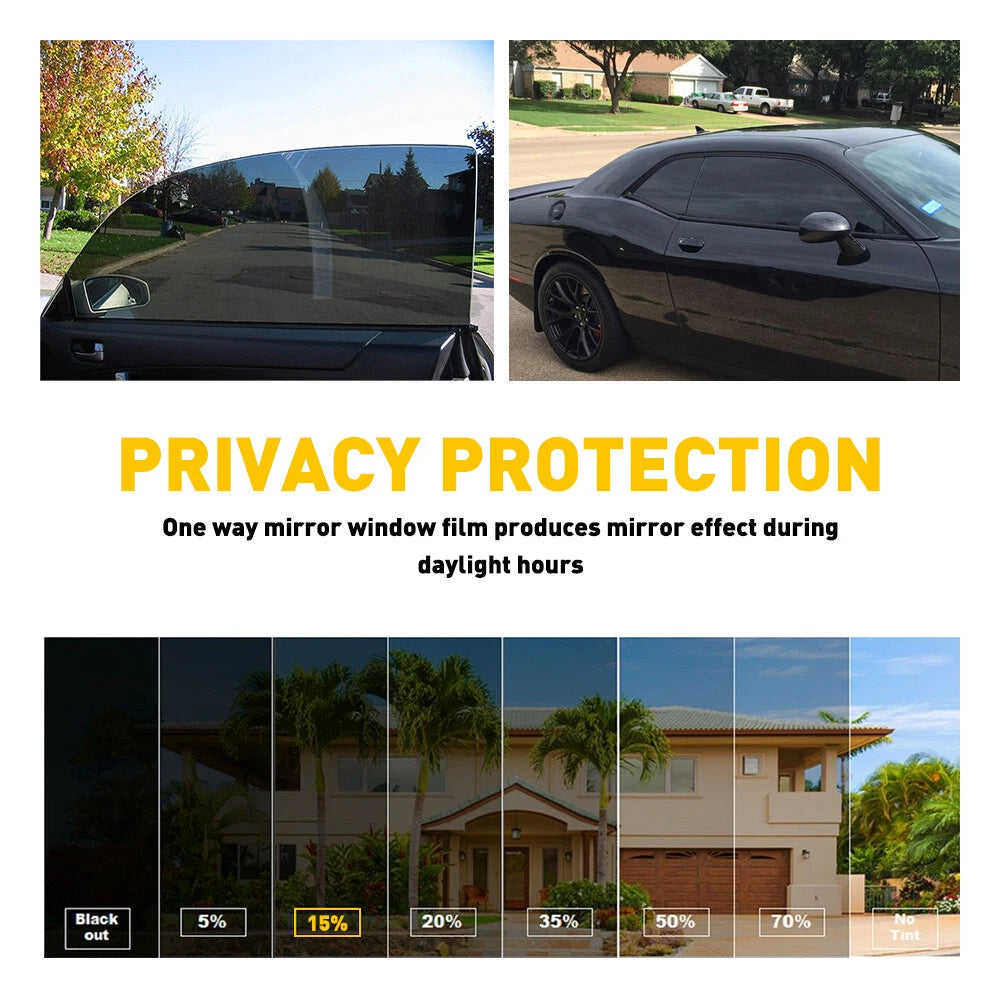 Window Tint Film 15% Dark Black Roll (20" x 10') for Car Home Office