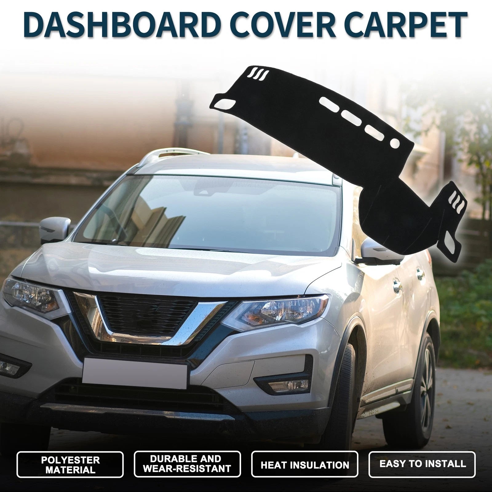 Dashboard Cover Mat for Nissan X-Trail T33 (2022–2024) with Sticker Black