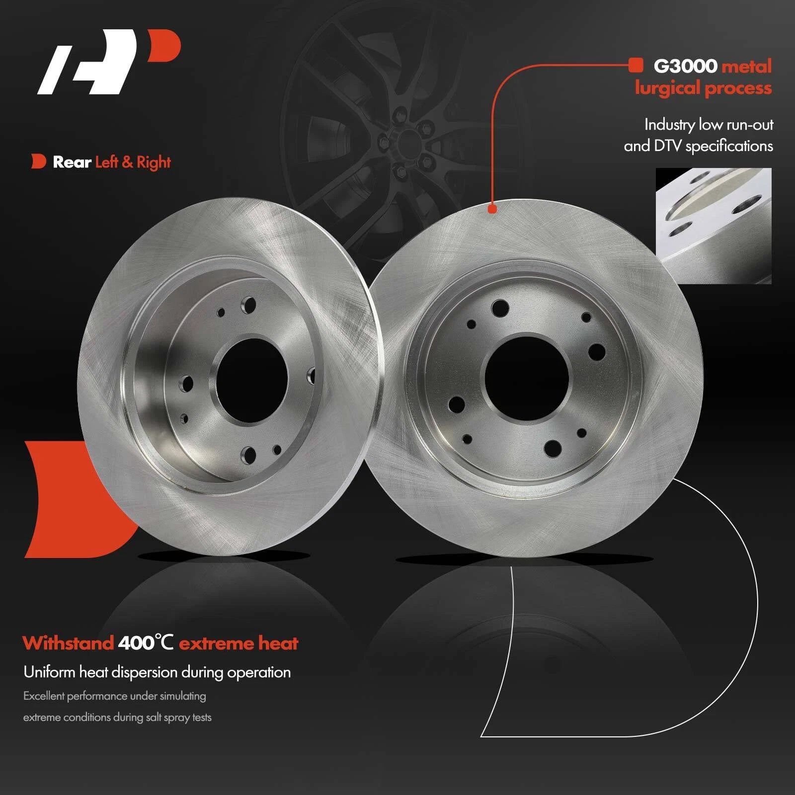 Rear Disc Brake Rotors & Ceramic Pads for Acura CL Honda Accord (1991–1997)