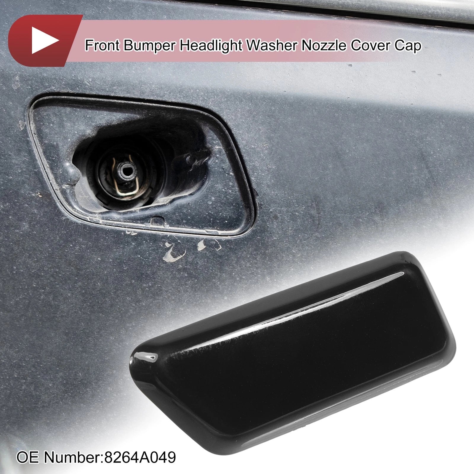 Front Left Washer Nozzle Cover Cap for Mitsubishi Outlander (2006–2018) Black