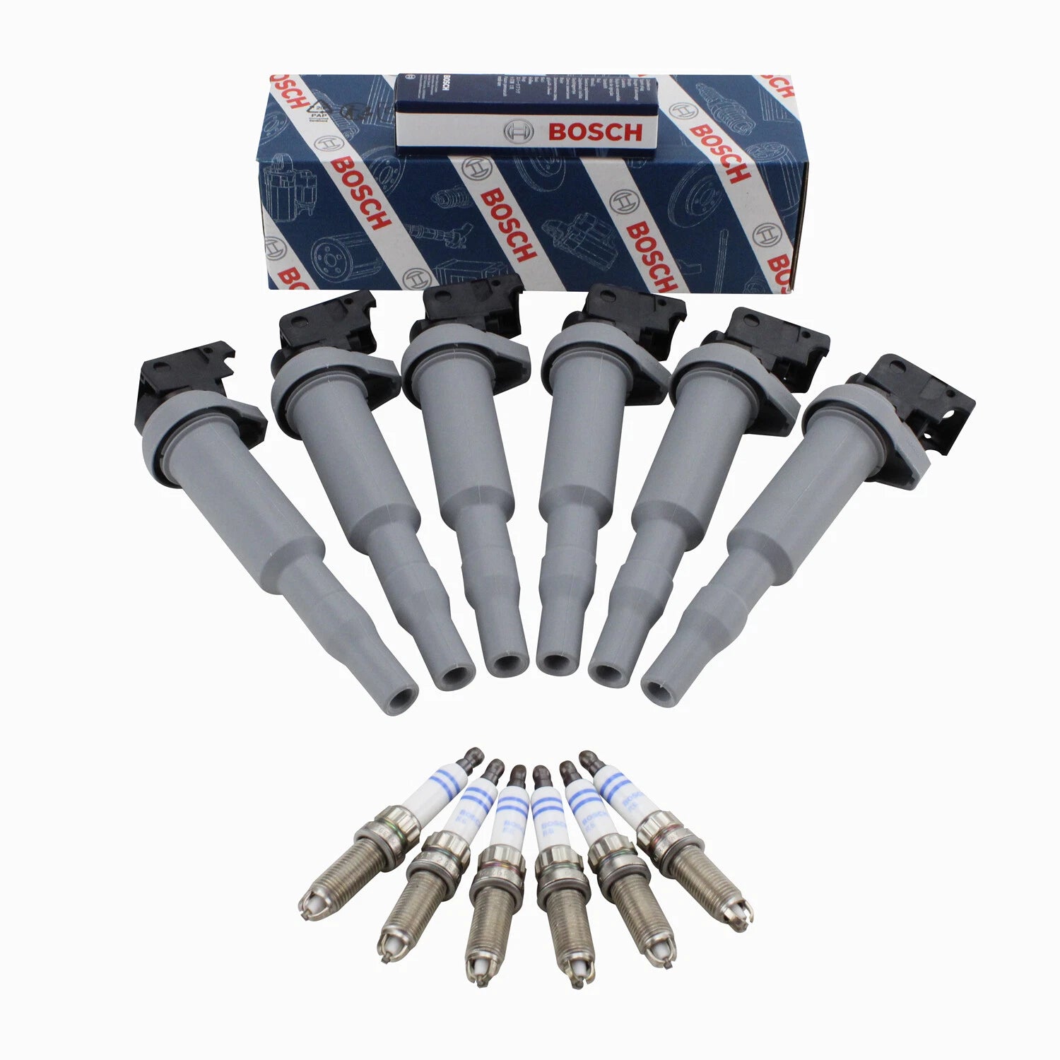 Set of 6 Bosch Ignition Coils & Spark Plugs for BMW