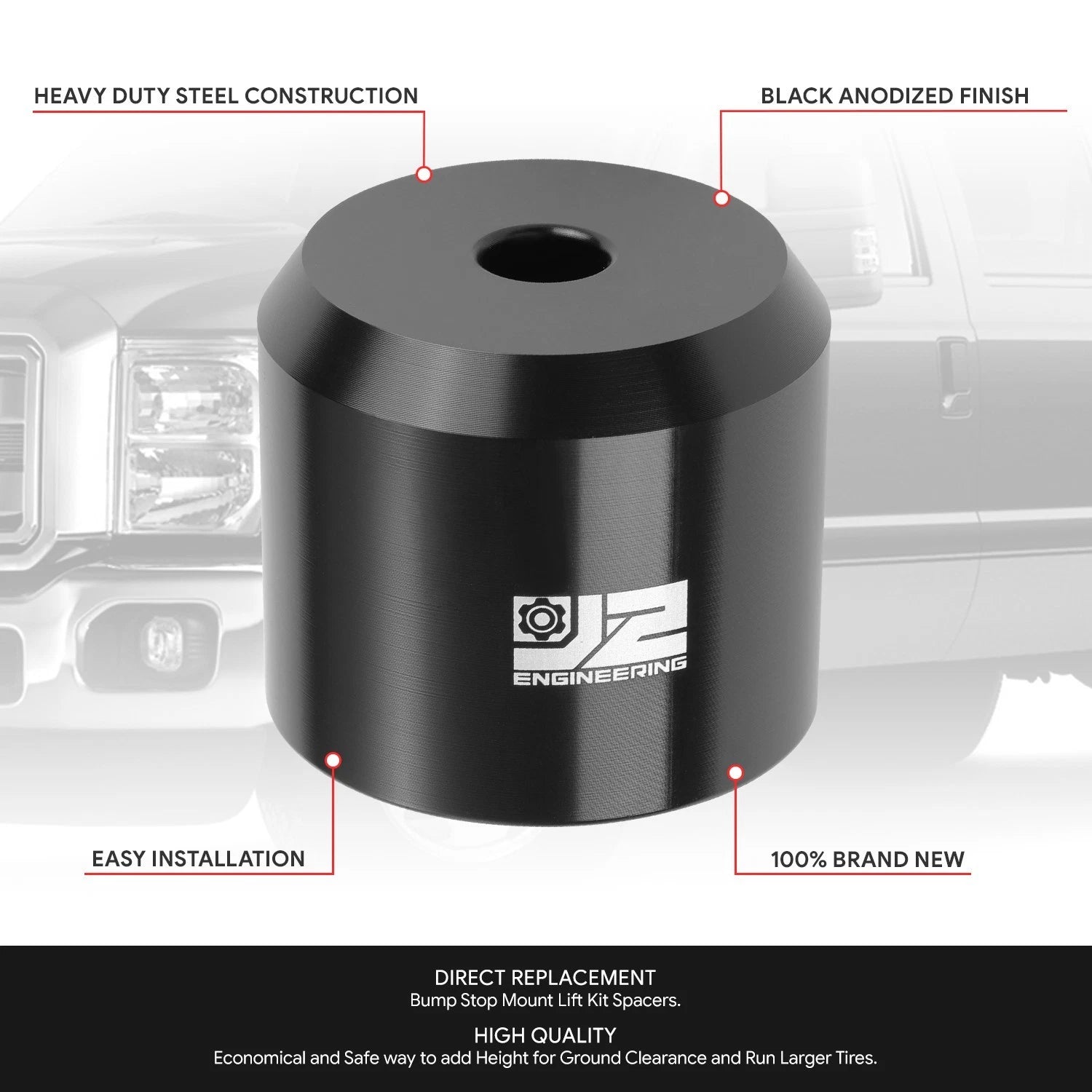 2X Aluminum Bump Stop Mount Lift Kit Spacers for Ford F-150 (2005–2022)
