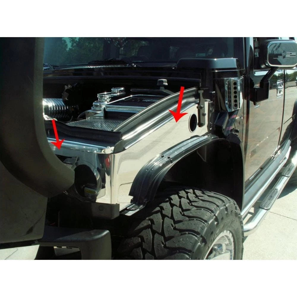 2pc Polished Stainless Steel Fender Covers for Hummer H2 (2003–2007)