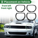 4 x Car Headlight Trim Bezels for Dodge Challenger (2015-2024) ABS Black