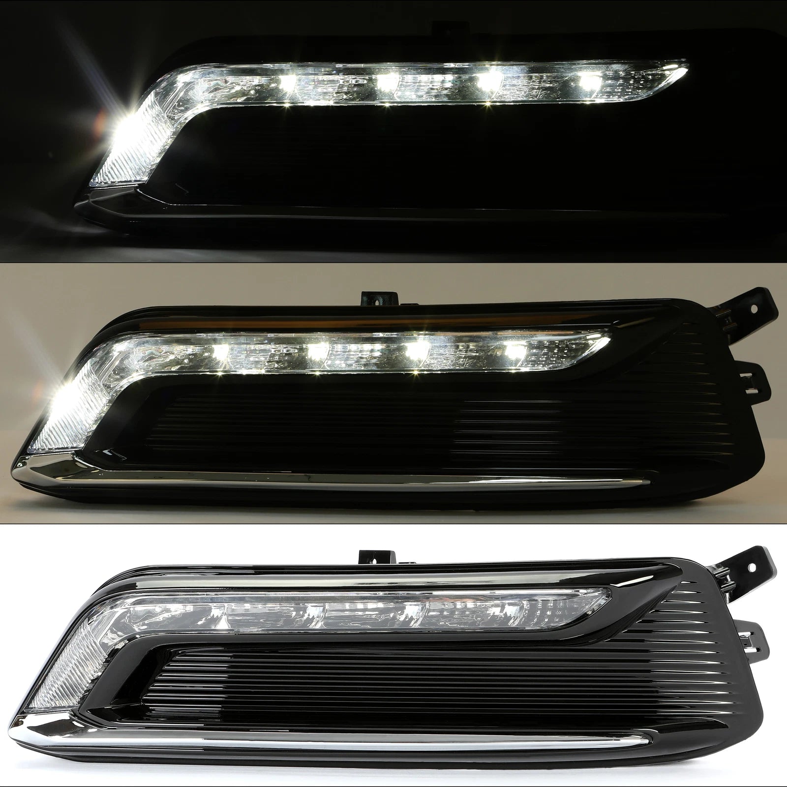 Clear Lens Pair LED DRL Fog Lights + Wiring + Switch Kit for Chevy Impala (2014–2020)