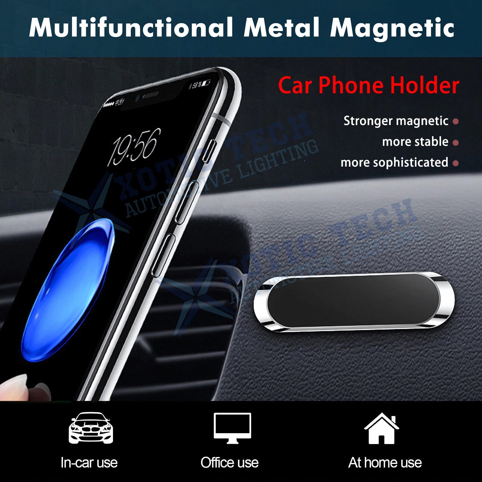 Silver Universal Magnetic Cell Phone Car Holder Stand for Dashboard (-)