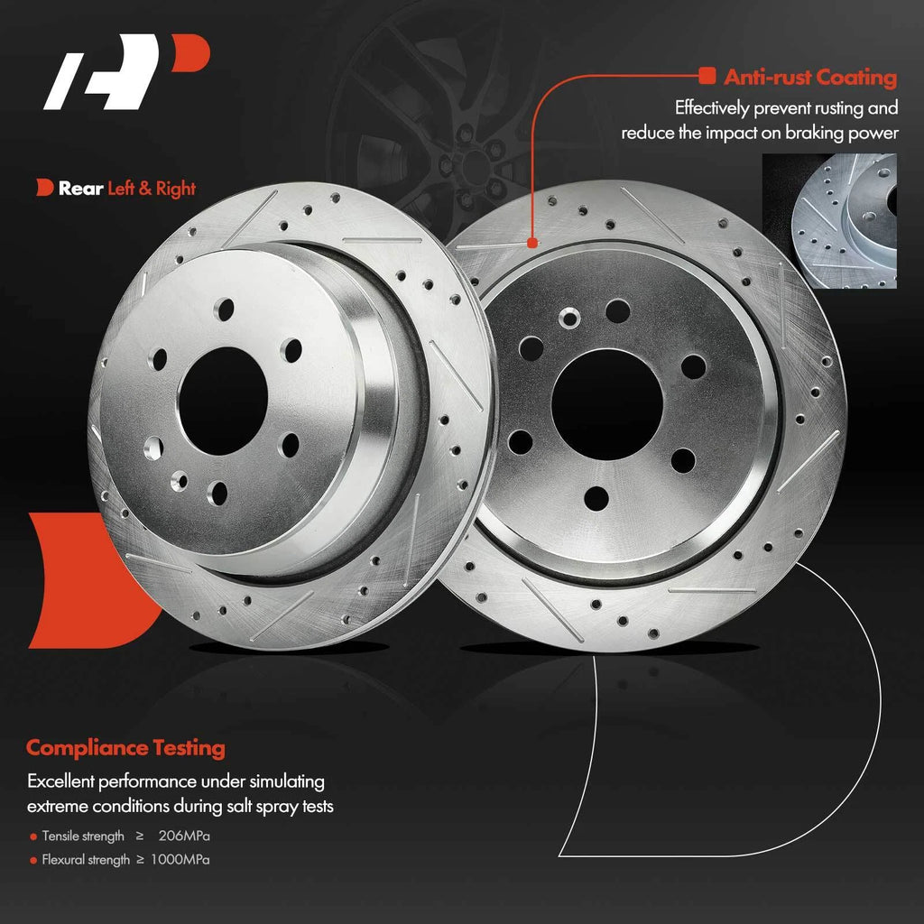 Set of 2 Rear Drilled Brake Rotors for Chevy Colorado GMC (2015–2022)