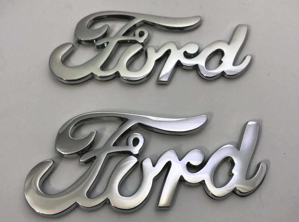 Emblems Chrome Metal Adhesive Script Pair for Ford 1940 Style (1940–1940)