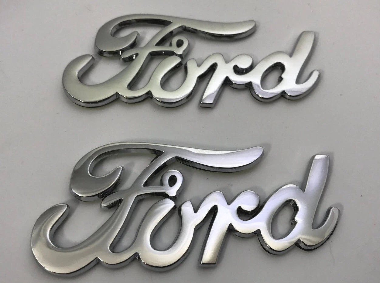Emblems Chrome Metal Adhesive Script Pair for Ford 1940 Style (1940–1940)
