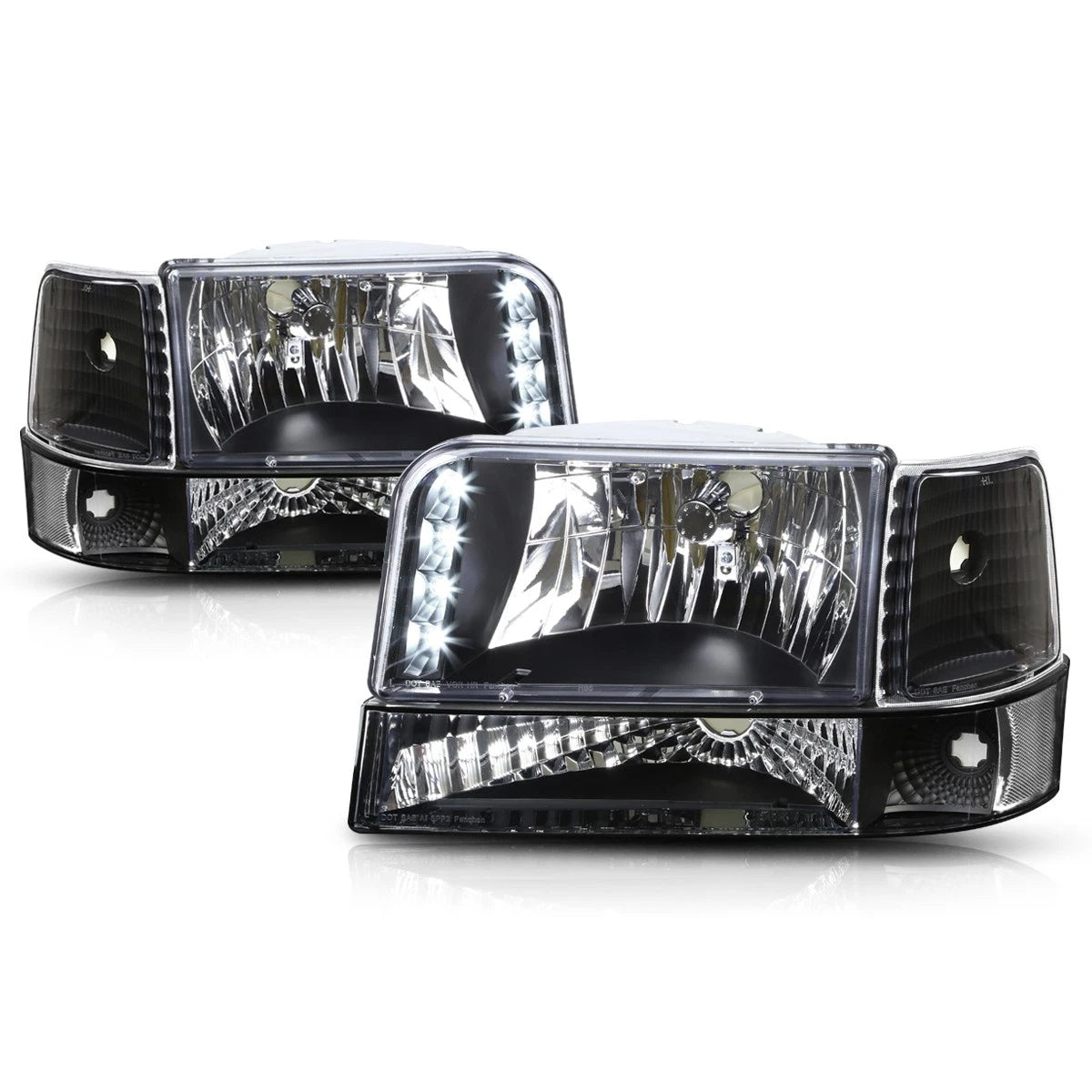 LED DRL Headlight/Lamp for Ford F150/F250/F350 (1992–1996) Black Housing