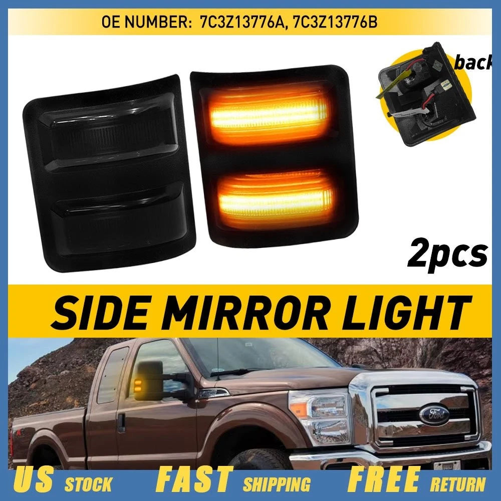 2X LED Amber Side Mirror Marker Lights for Ford F250 F350 (2008–2016) 7C3Z13776A