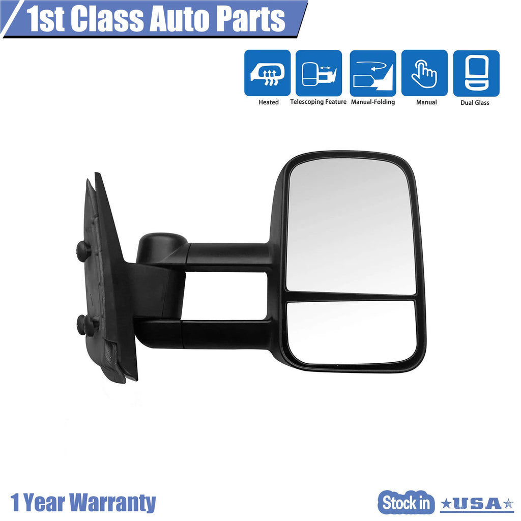 Right Manual Towing Mirror for Chevrolet Silverado GMC Sierra 1500 (2007–2013)
