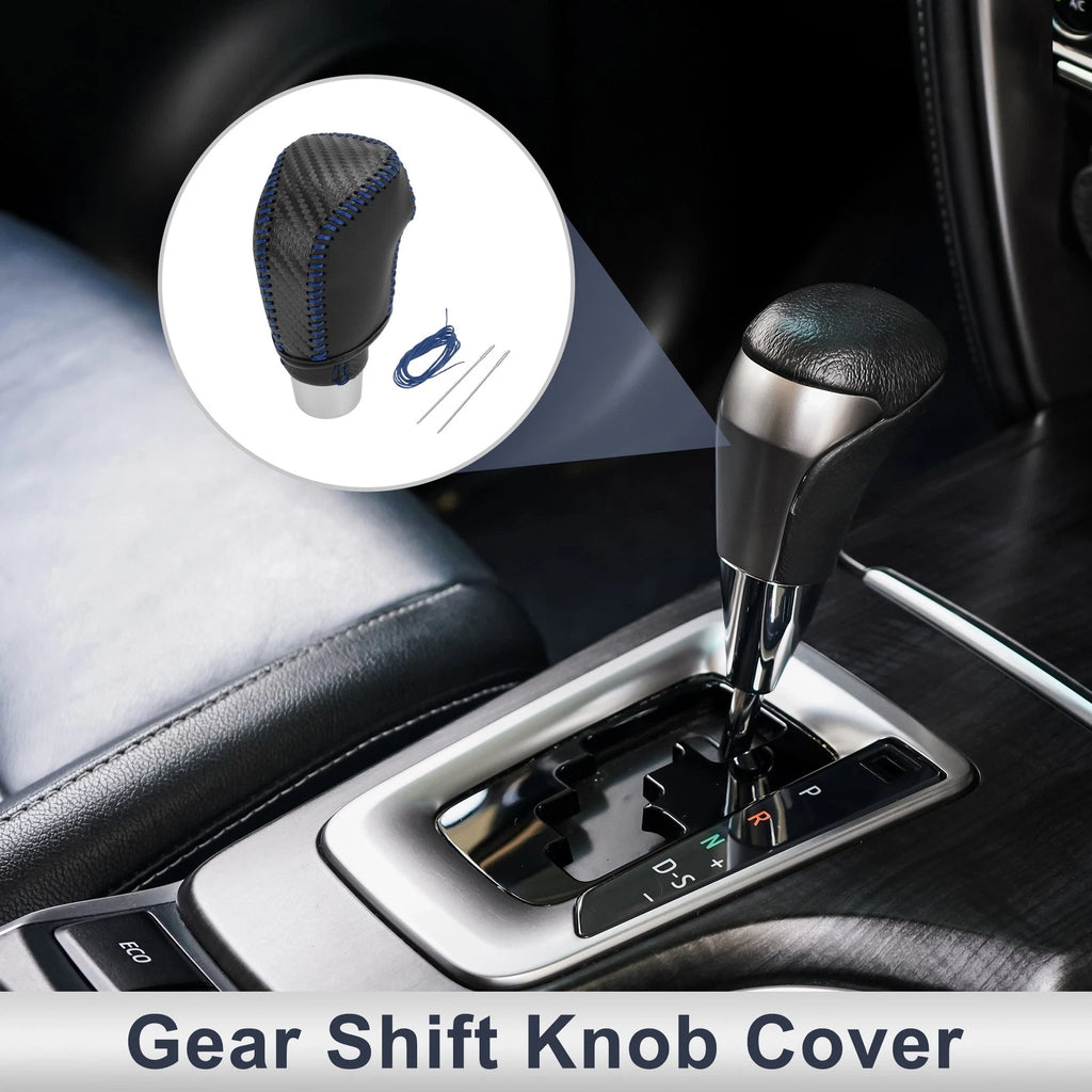 Gear Shift Knob Cover for Toyota Camry (2019–2022) Black Carbon Fiber Blue