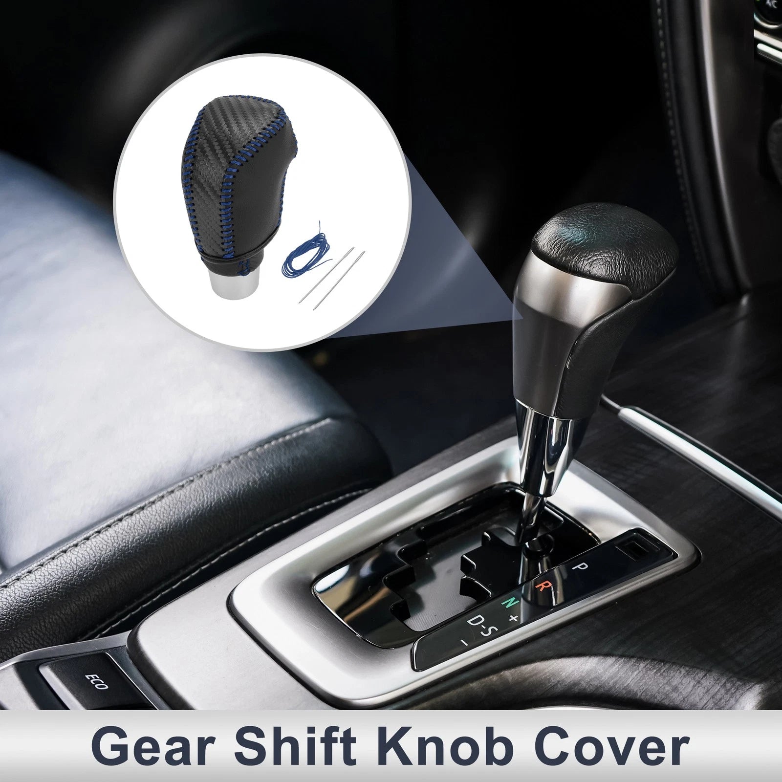 Gear Shift Knob Cover for Toyota Camry (2019–2022) Black Carbon Fiber Blue