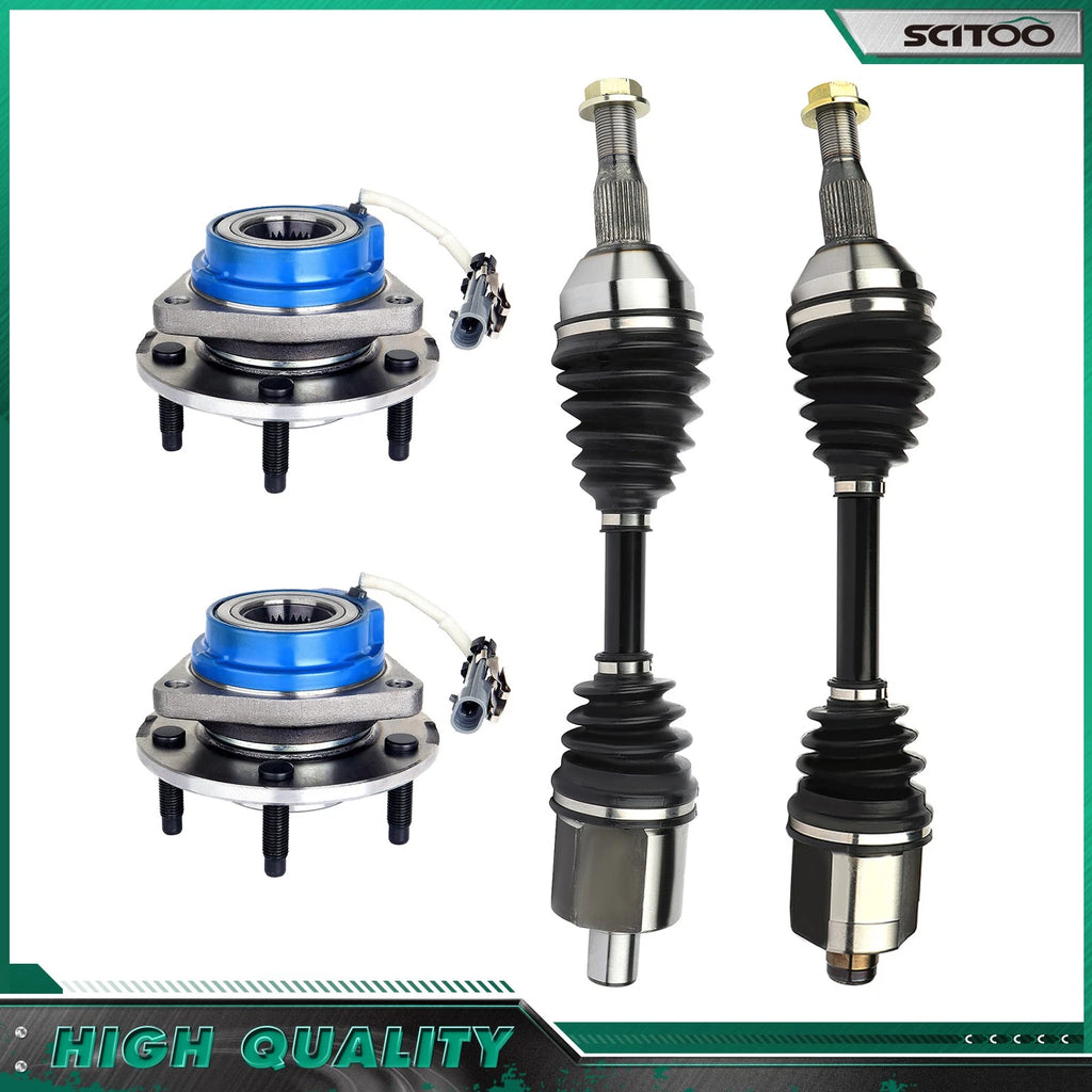 2X Front Wheel Hub Bearing + 2X CV Axle Shaft for Chevrolet Impala Buick LaCrosse (2000–2016)