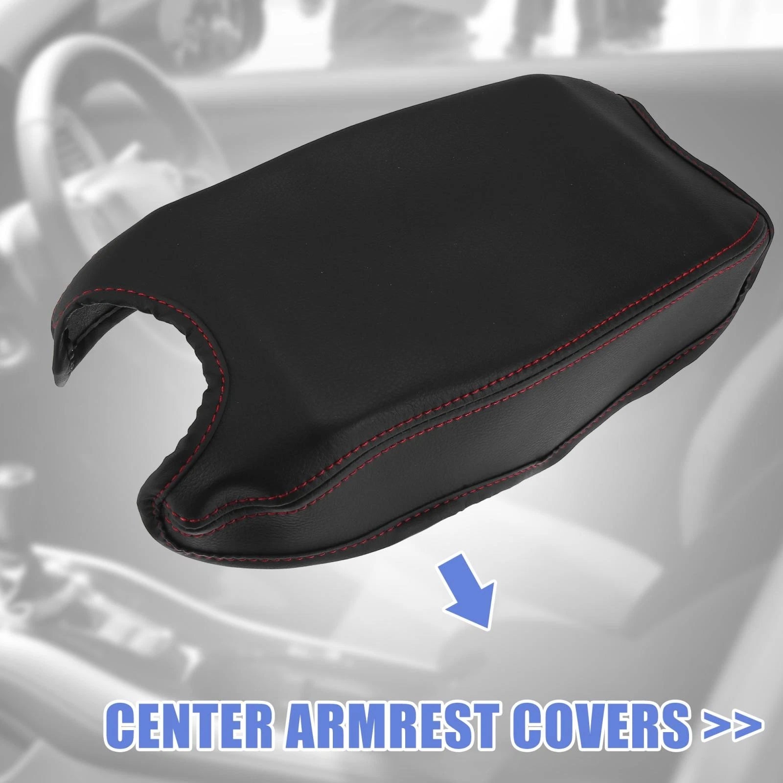 Microfiber Leather Armrest Cover Pad for Honda HR-V (2016–2021) Black/Red