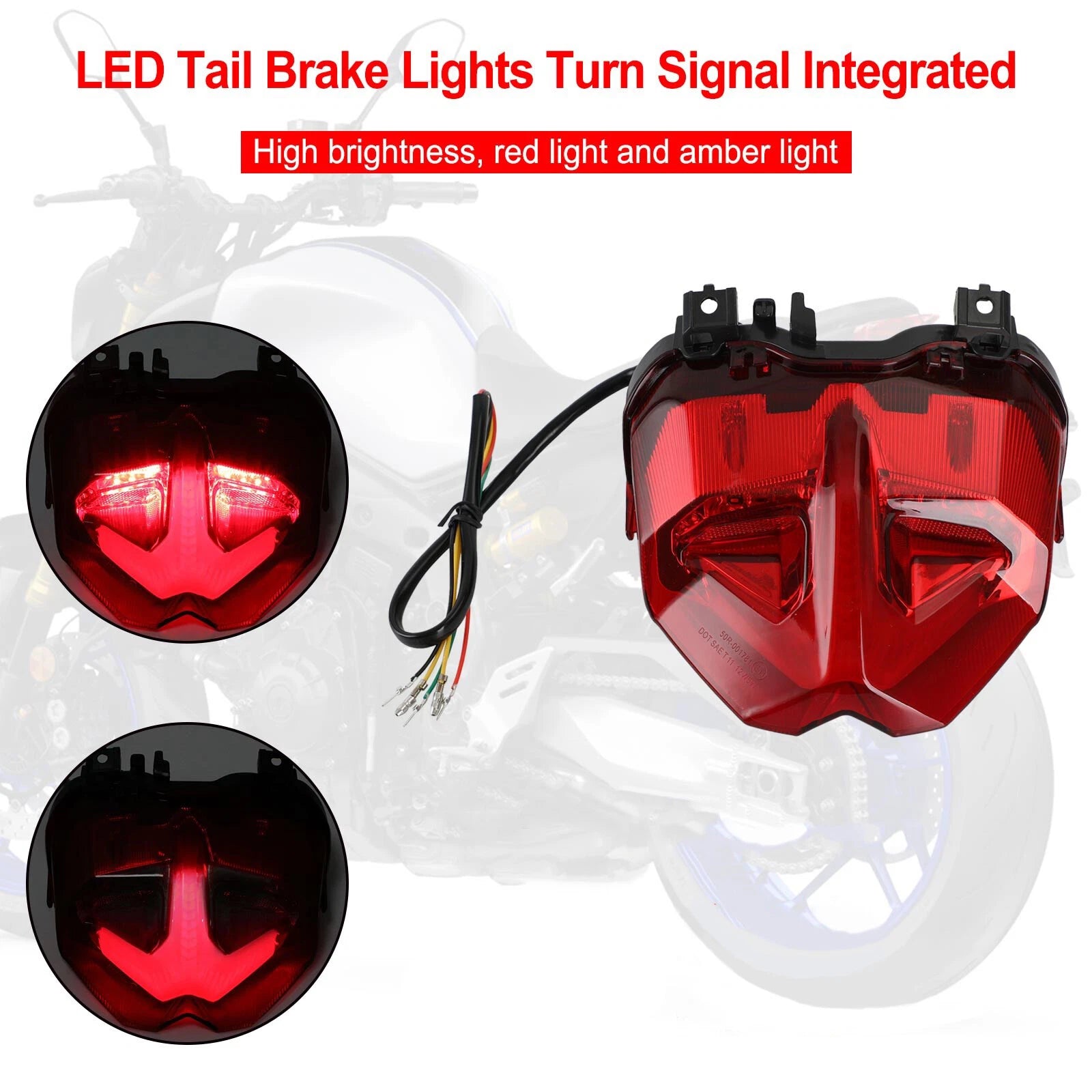 Tail Brake Lights Turn Signal for Yamaha MT-09 MT10 SP (2021–2023) Red