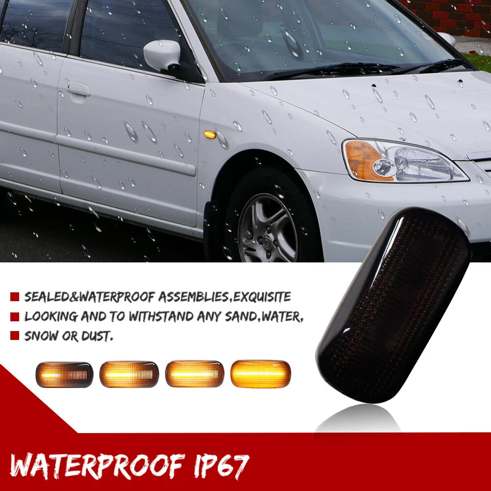Sequential Amber LED Fender Side Marker Lights for Honda Civic, Acura RSX, Integra