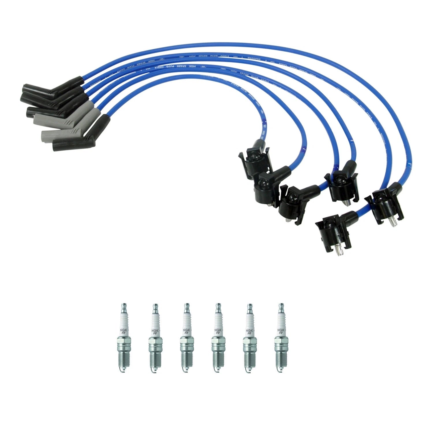 NGK Wire Set & 6 V-Power Spark Plugs for Ford Ranger Mazda B3000 (1998–2009)