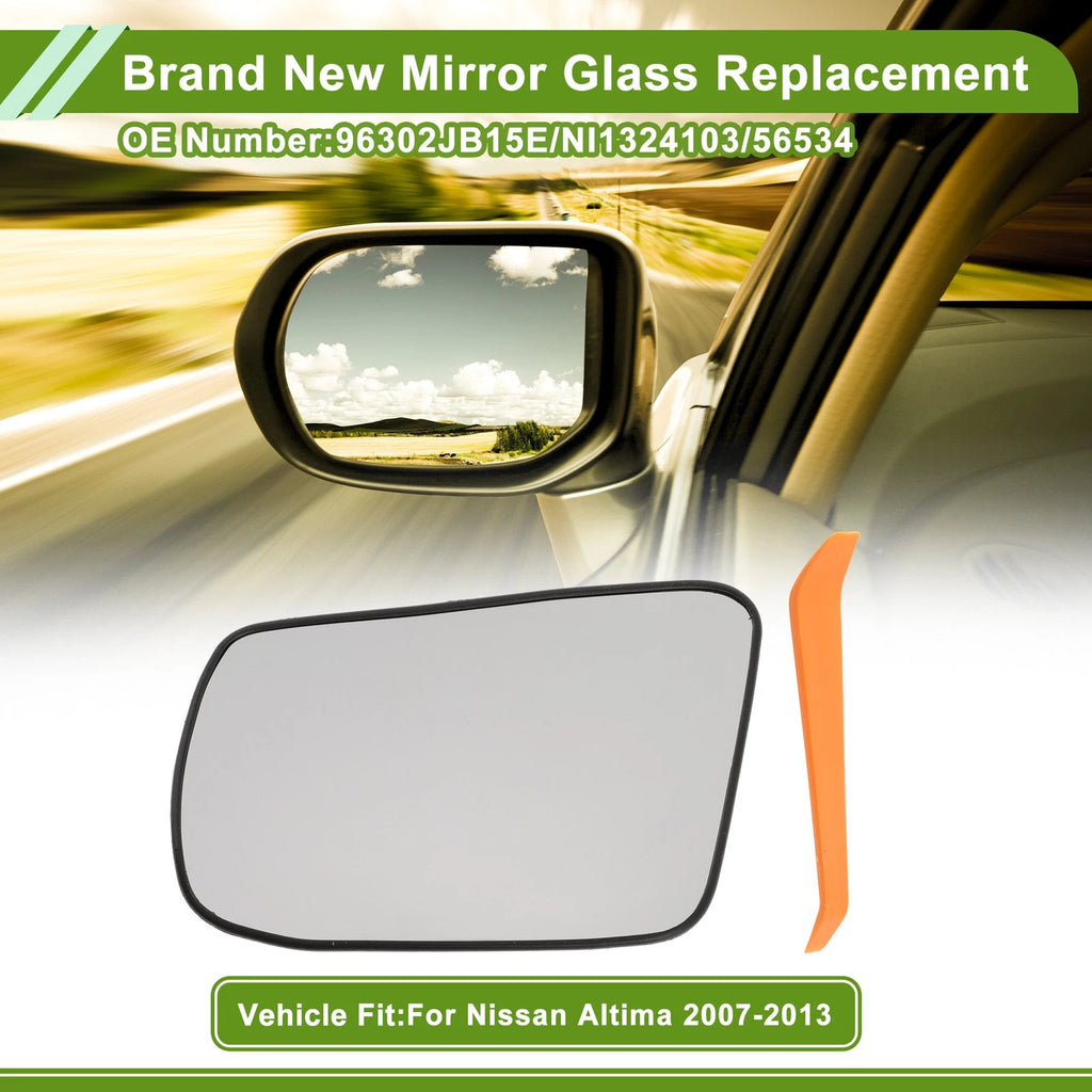 Set of 1 Left Driver Side Mirror Glass for Nissan Altima (2007–2013) No. 96302JB15E
