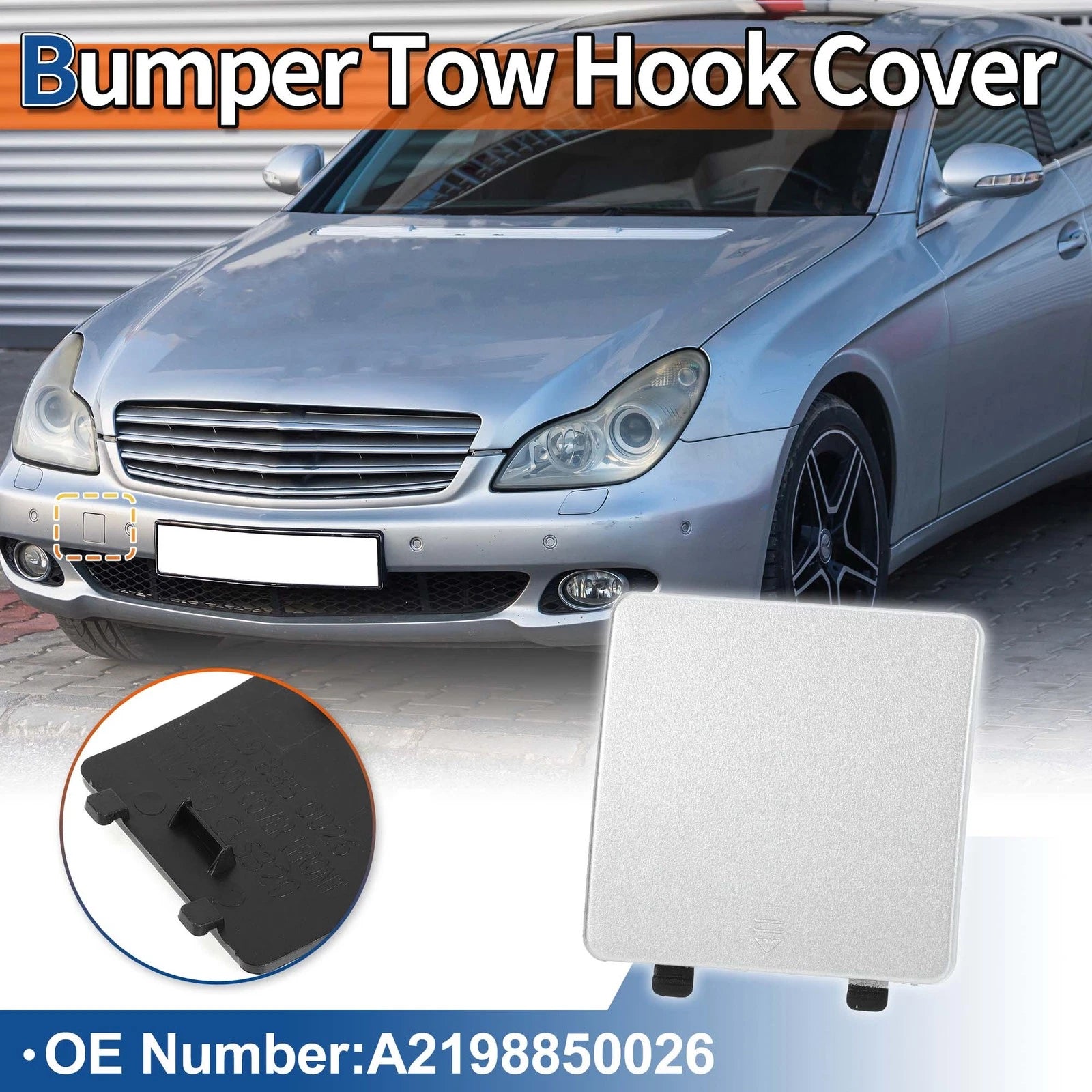 Tow Hook Cover for Mercedes-Benz CLS (2006–2018) No.A2198850026 Silver