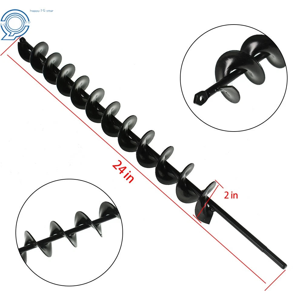 2" × 24" Earth Auger Drill Bit for Garden Post Hole Digger