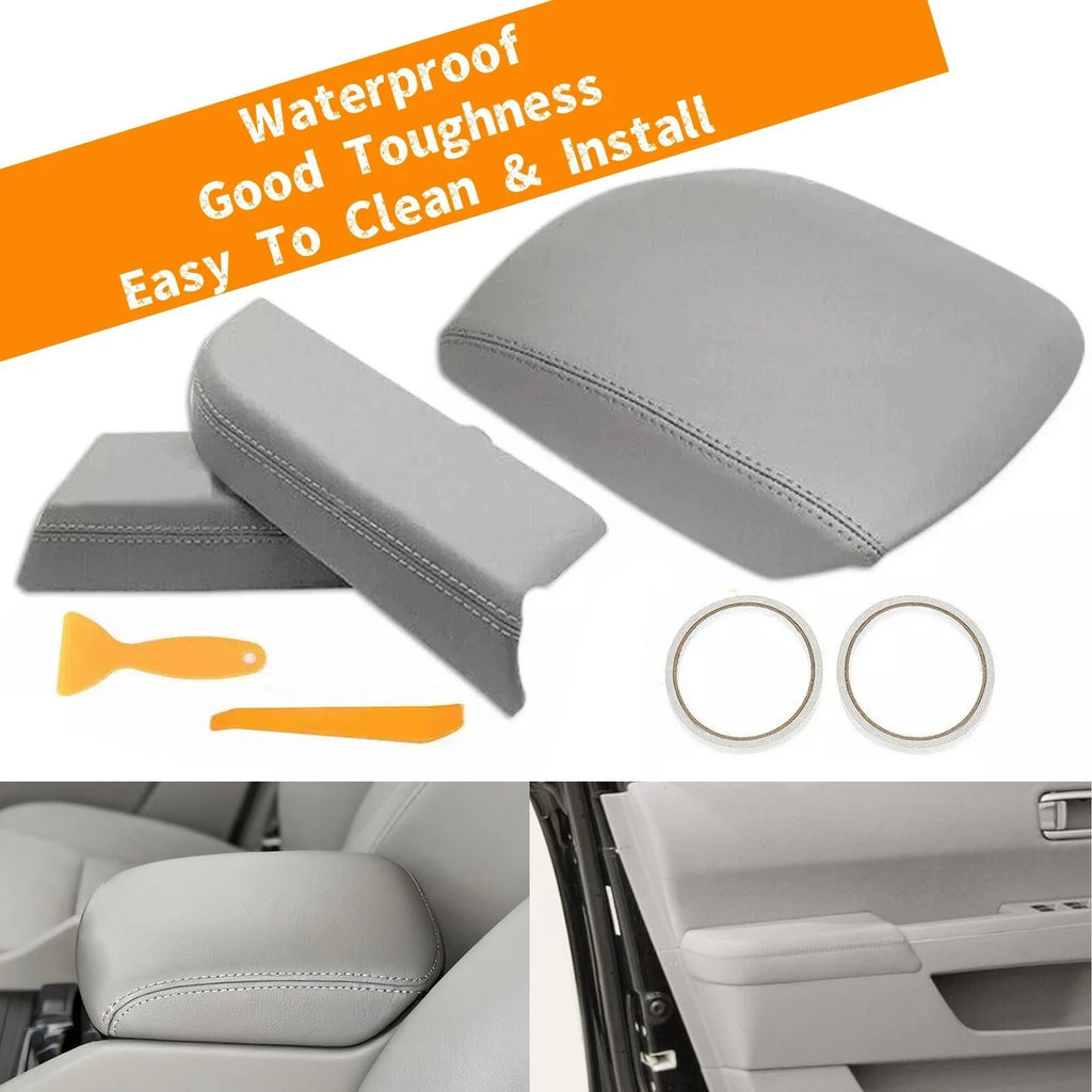 2X Door Panel + 1X Console Lid Armrest Cover for Honda Pilot (2009–2015) Gray
