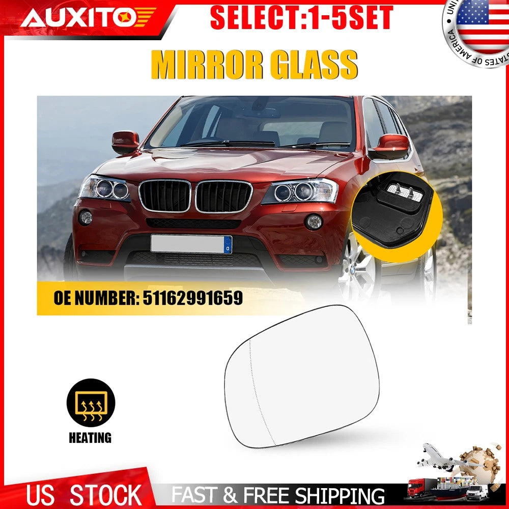 Driver Left Side Mirror Glass for BMW X3 (2010–2014)