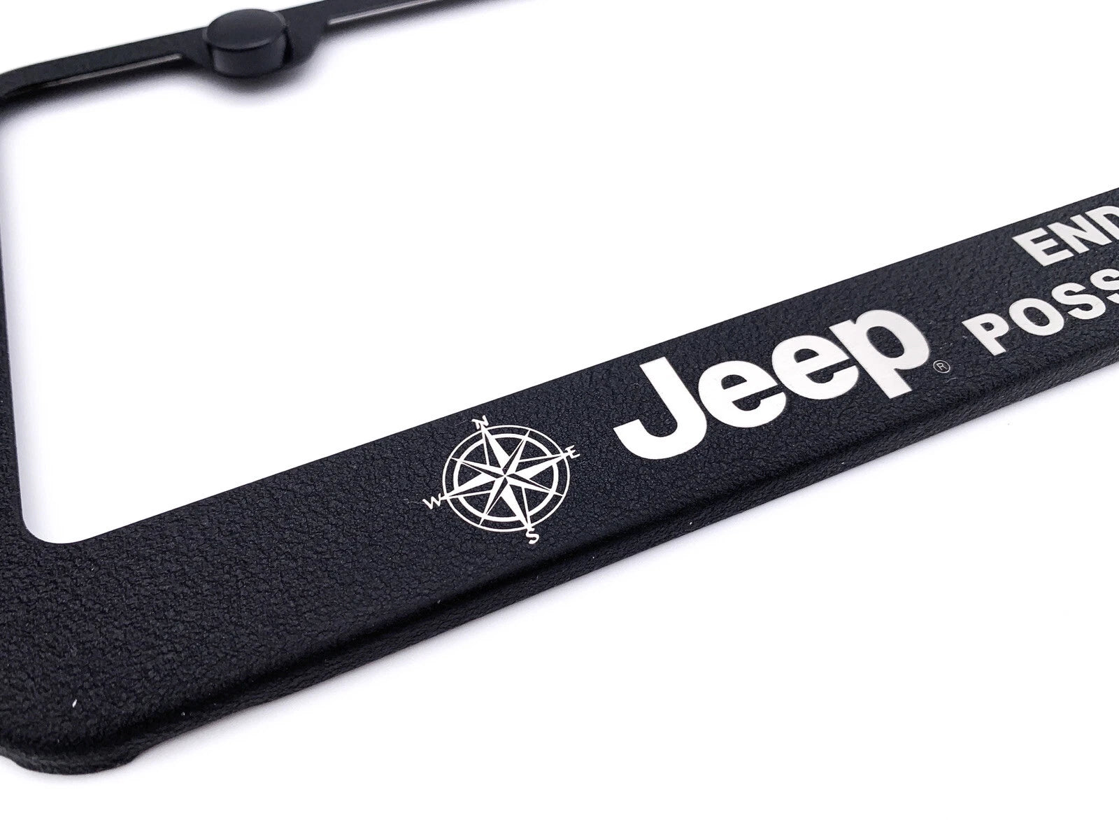 License Plate Frame Black OEM Replacement with Jeep Script Logo for Jeep Wrangler (2007–2026)