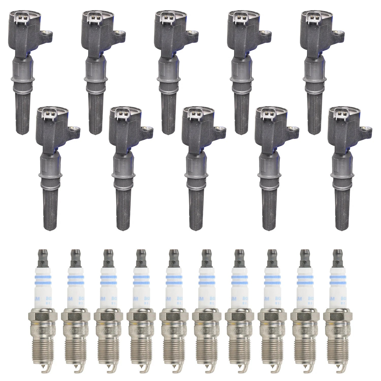Set of 10 Ignition Coils & Spark Plugs for Ford F250 Super Duty V10