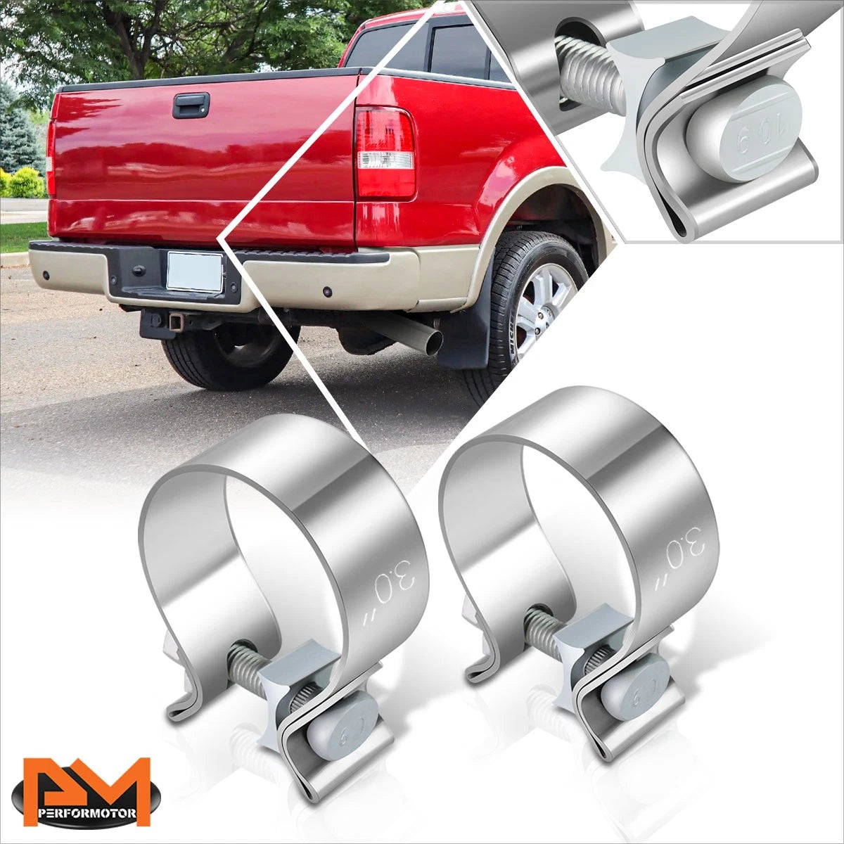 2X T409 Stainless Steel Catback Exhaust Clamps for Universal Fit