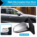 Right Heated Door Mirror for Toyota Corolla ZRE182 (2012–2018) Silver