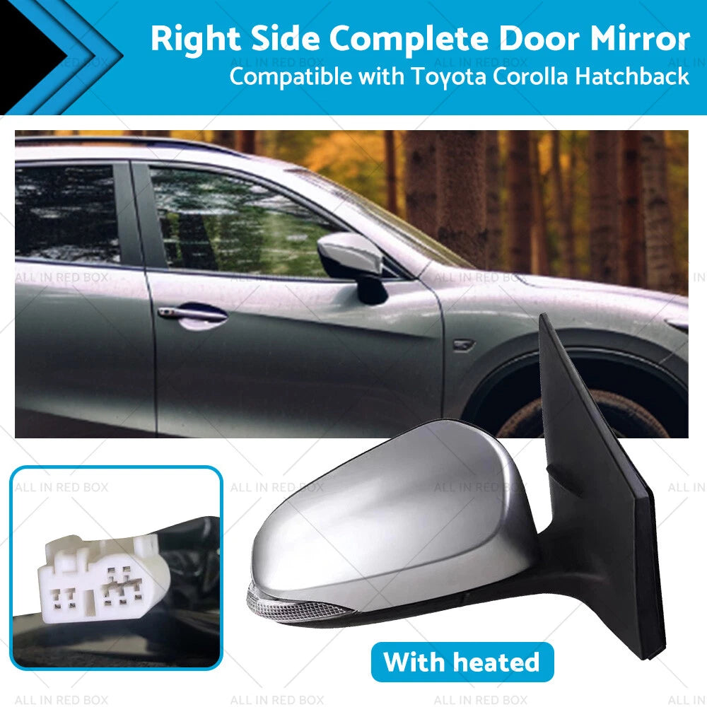 Right Heated Door Mirror for Toyota Corolla ZRE182 (2012–2018) Silver