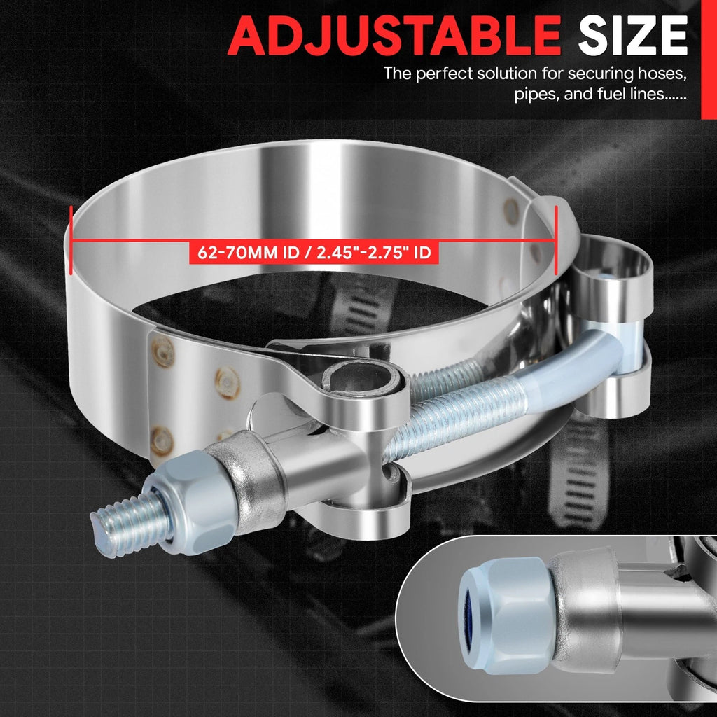 Set of 4 Stainless T-Bolt Clamps for Turbo Exhaust Intercooler (Universal)