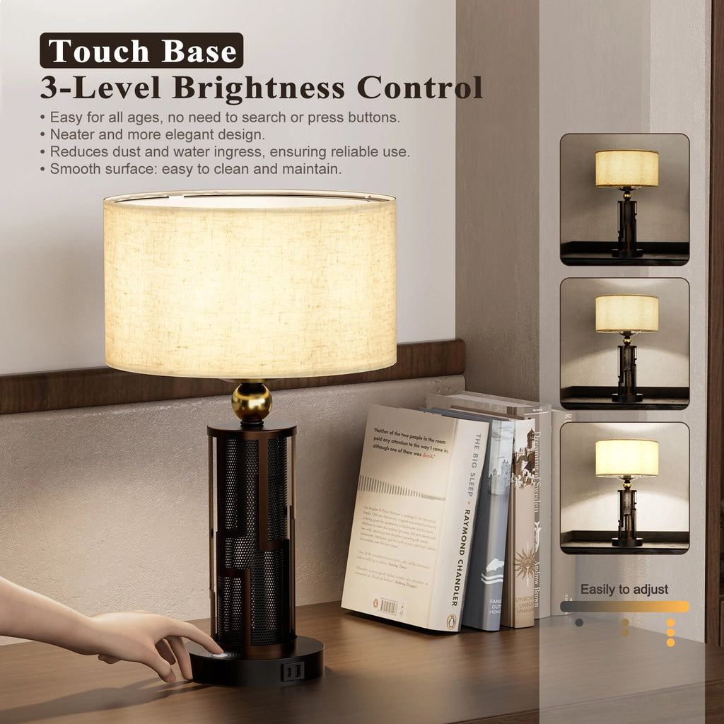Dimmable LED Desk Lamp for Vintage Style Nightstand (Bronze)