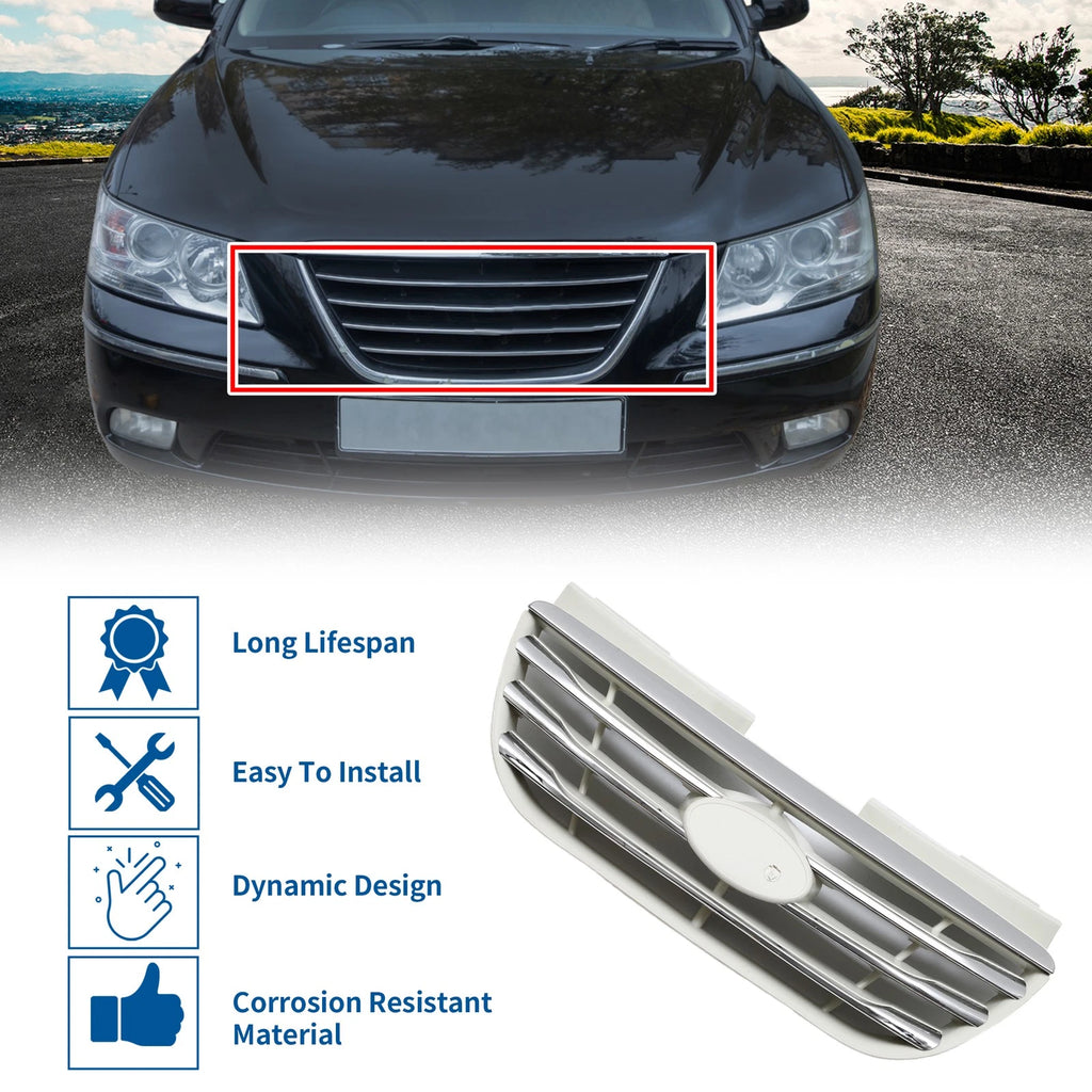 Front Upper Bumper Grille for Hyundai Elantra (2008–2009) Chrome