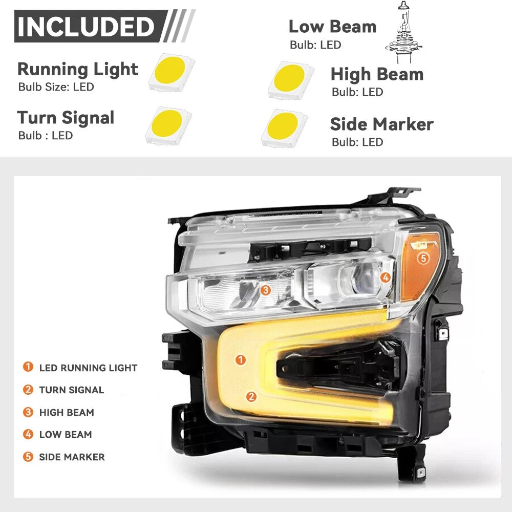 LED Headlight with Chrome Bezel for Chevy Silverado 1500 LT/RST (2022–2026)